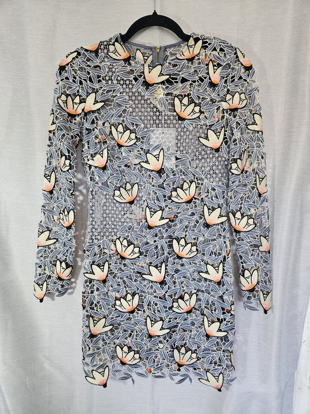 NWT Self-Portrait Patchwork Guipure Lace Mini Dress Size US2 *Missing Slip* - Picture 2 of 4